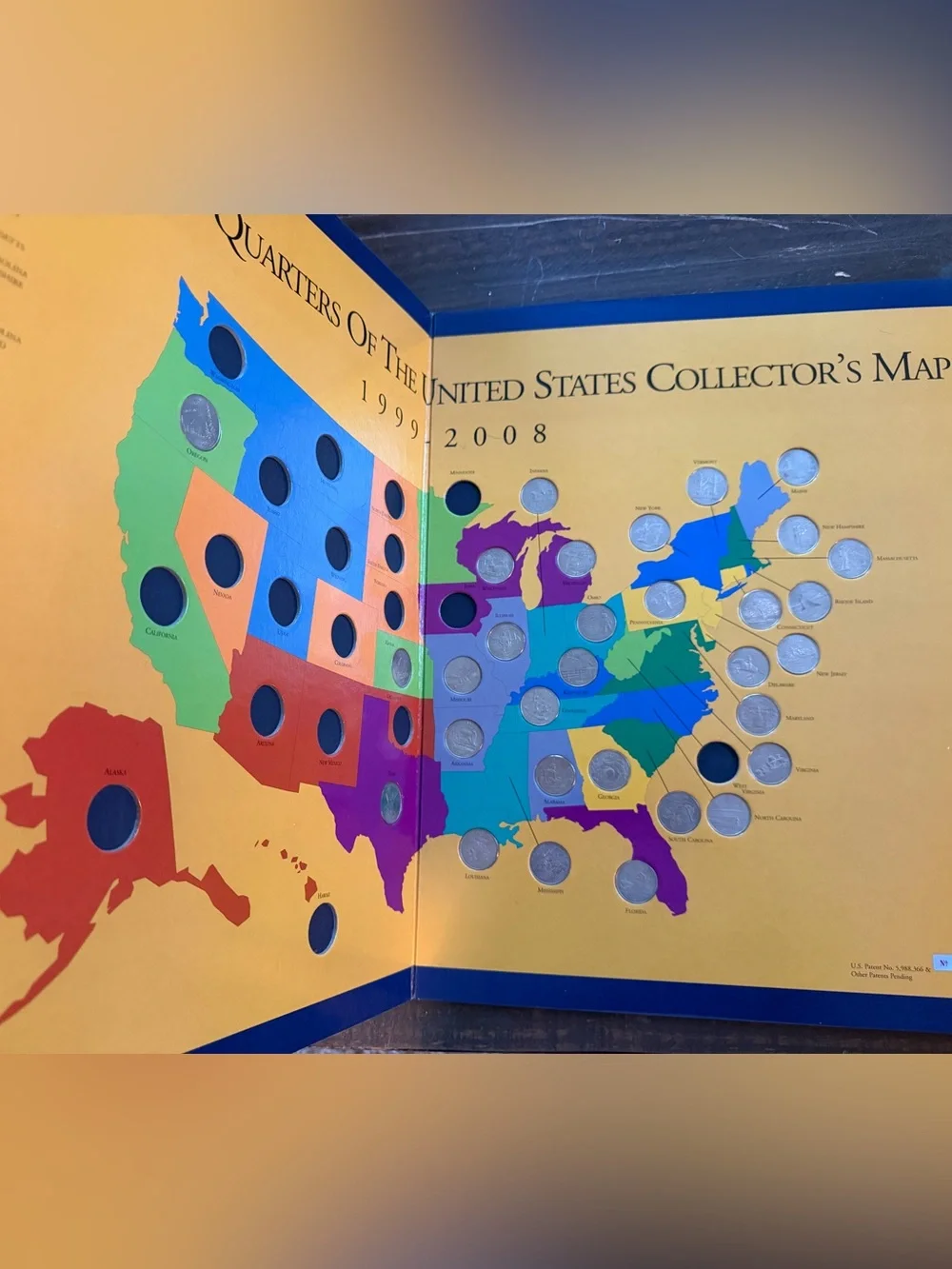 First State Quarters Collector's Map 1999-2008 - Partially Completed